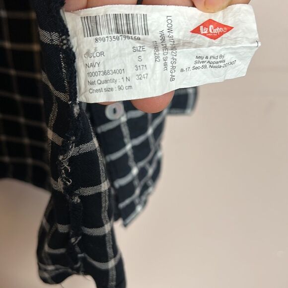 Lee Cooper Black and White Plaid Cold Shoulder Button Down Shirt size S- EUC - Picture 7 of 7